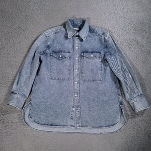 Chic Joc Shirt Mens 40 Blue Heavyweight Denim Cotton Long Sleeve Designer Button